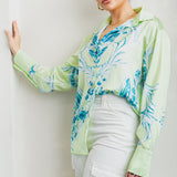 Button Down Satin Shirt Blouse