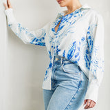 Button Down Satin Shirt Blouse