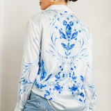 Button Down Satin Shirt Blouse