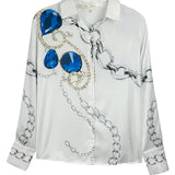 Button Down Satin Shirt Blouse