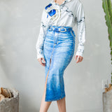 Button Down Satin Shirt Blouse