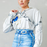 Button Down Satin Shirt Blouse