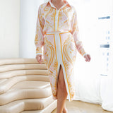 Scarf Print Midi Slit Skirt