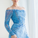 Off-shoulder Mesh Long Sleeve Top