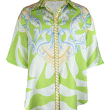 Oversize Half Sleeve Satin Shirt