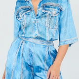 Denim Effect Shirts & Wide Pants Set