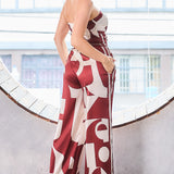 Strapless Satin Effect Scarf Top & Pants Set