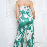 Strapless Satin Effect Scarf Top & Pants Set