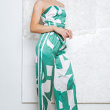 Strapless Satin Effect Scarf Top & Pants Set