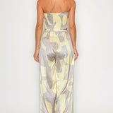 STRAPLESS SATIN EFFECT SCARF TOP & PANTS SET