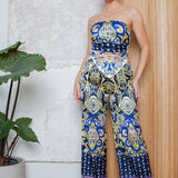 Strapless Satin Effect Scarf Top & Pants Set