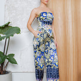 Strapless Satin Effect Scarf Top & Pants Set