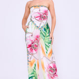 Strapless Satin Effect Scarf Top & Pants Set