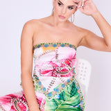 Strapless Satin Effect Scarf Top & Pants Set