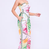 Strapless Satin Effect Scarf Top & Pants Set