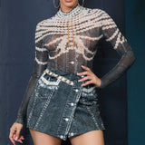 Denim Print Mini Skort