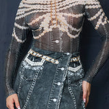 Denim Print Mini Skort