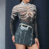 Denim Print Mini Skort