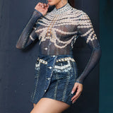 Denim Print Mini Skort