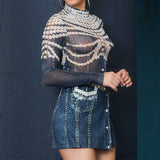 Denim Print Mini Skort