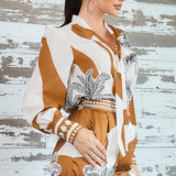 Palm Tree Tie Neck Blouse (TOP ONLY)