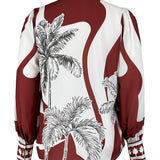 Palm Tree Tie Neck Blouse (TOP ONLY)