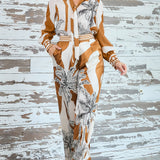 Palm Tree Tie Neck Blouse (TOP ONLY)