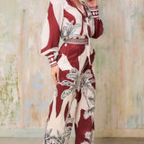 Palm Tree Satin Long Wide Pants (PANTS ONLY)