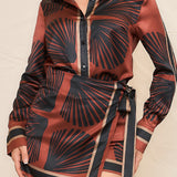 Satin Blouse & Wrap Skort Set