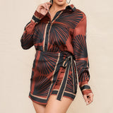 Satin Blouse & Wrap Skort Set