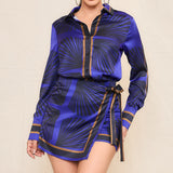 Satin Blouse & Wrap Skort Set