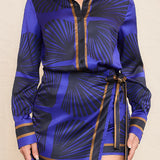 Satin Blouse & Wrap Skort Set