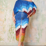 Rainbow Cropped Blouse & Midi Skirt Set