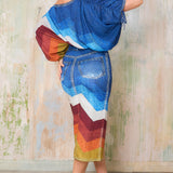 Rainbow Cropped Blouse & Midi Skirt Set