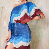 Rainbow Cropped Blouse & Midi Skirt Set