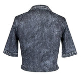 Denim Effect Half Sleeve Collared Shirt (TOP ONLY)