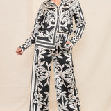 Satin Shirt & Wide Pants Set