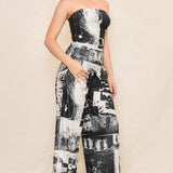 Elastic Strapless Top & Wide Pants Set