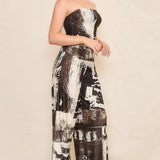 Elastic Strapless Top & Wide Pants Set