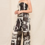 Elastic Strapless Top & Wide Pants Set