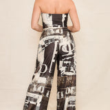 Elastic Strapless Top & Wide Pants Set