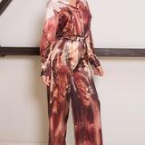 Satin Shirt & Wide Pants Set