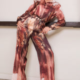 Satin Shirt & Wide Pants Set