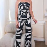 Elastic Strapless Tube Top & Long Pants Set