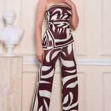 Elastic Strapless Tube Top & Long Pants Set