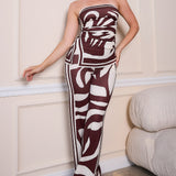 Elastic Strapless Tube Top & Long Pants Set