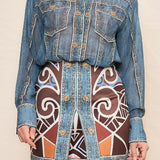 Denim Effect Chiffon Blouse & Skirt Set