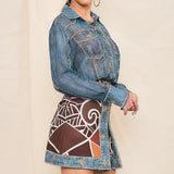 Denim Effect Chiffon Blouse & Skirt Set