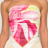 STRAPLESS SATIN EFFECT SCARF TOP