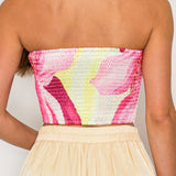 STRAPLESS SATIN EFFECT SCARF TOP